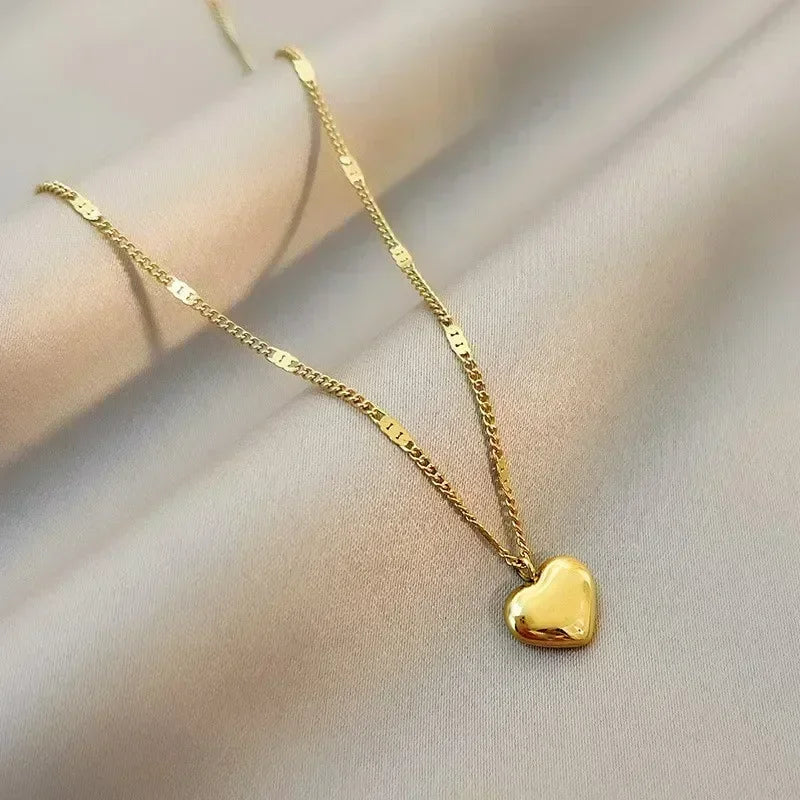 Collier pendentif amour en forme de cœur géométrique pour couples