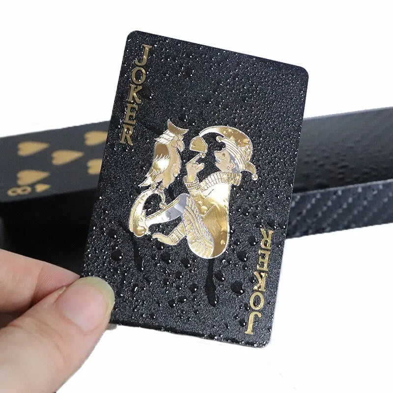 Black Gold Waterproof Playing Cards Poker Suit Magic Trick Board Game Set