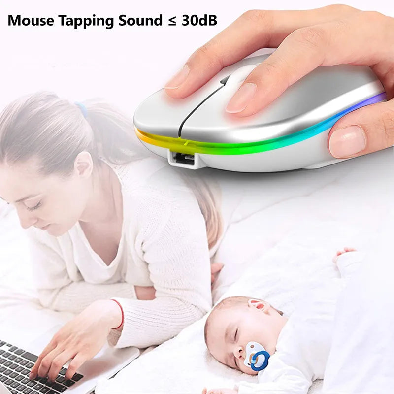 RGB Rechargeable Bluetooth Wireless Gaming Mouse - LED Backlit