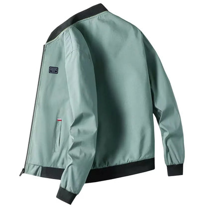 Veste coupe-vent zippée à col de baseball solide pour hommes
