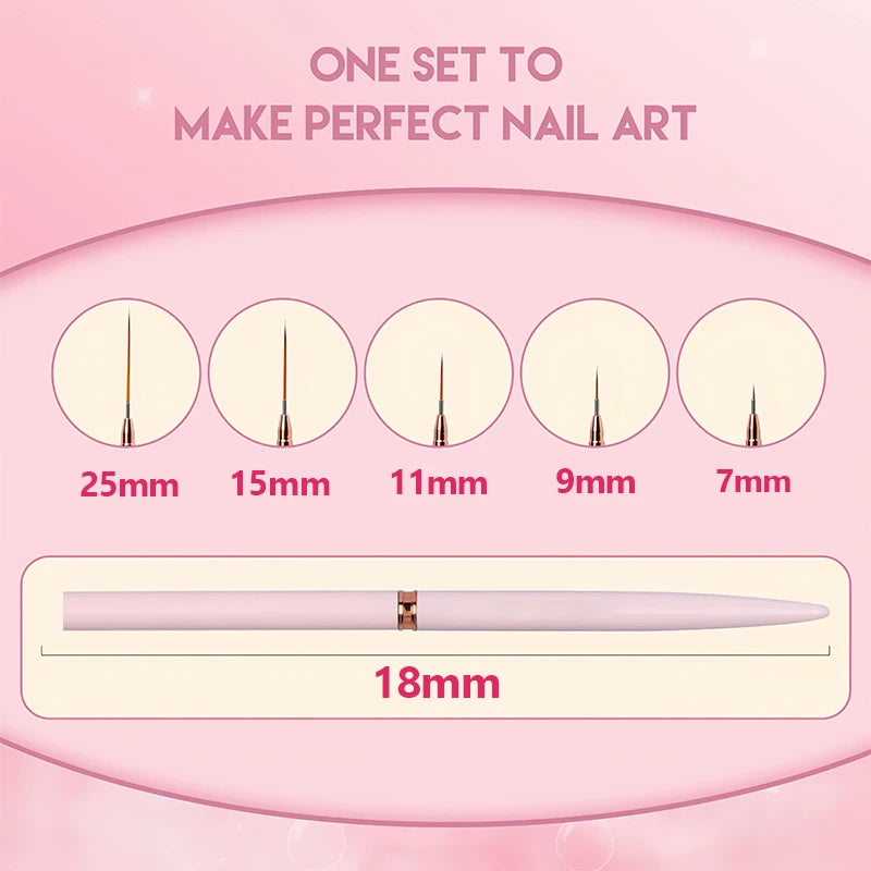 5-Piece Nail Art Liner Brushes Set