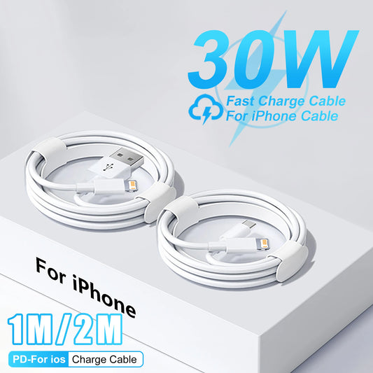 Chargeur rapide PD 30 W : câble USB d'origine Apple pour iPhone 14 à 11 Pro Max