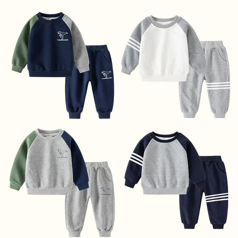 Kids Color Patchwork Tracksuit - 2-Piece Set