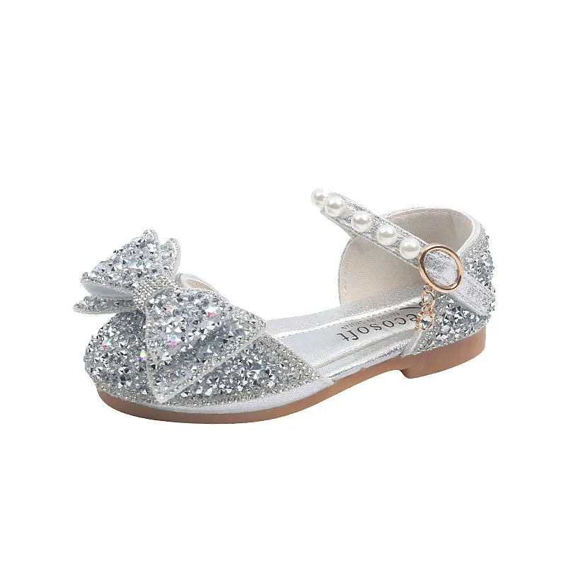 Sandales à paillettes pour enfants, chaussures de princesse