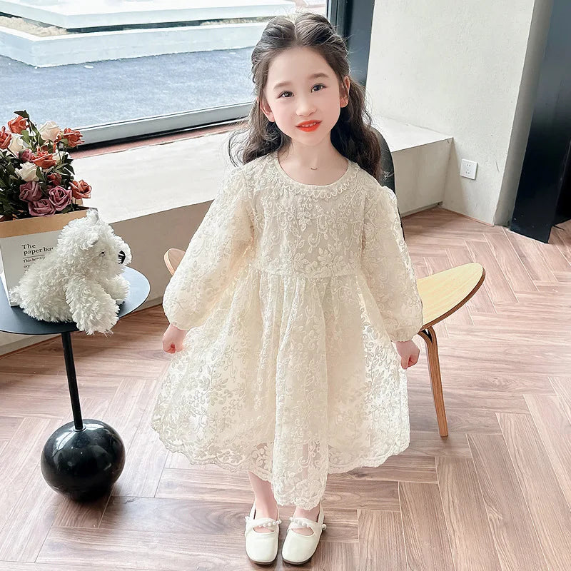 Girl's Spring Princess Lace Floral Dress