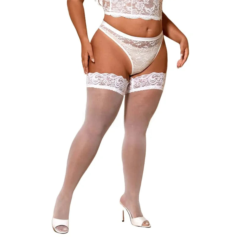Extra lange Spitzenstrümpfe für große Frauen 
