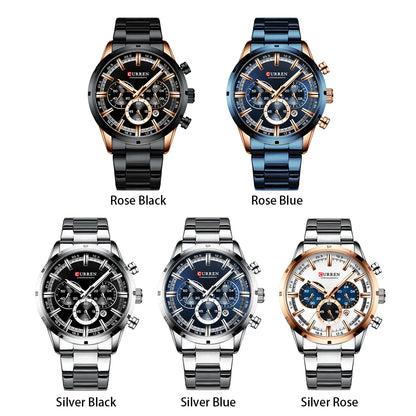 Men’s Watches Top Brand Big Sport Watch Luxury Men Military Steel Quartz Wrist Watches Chronograph Gold Design Male Clock