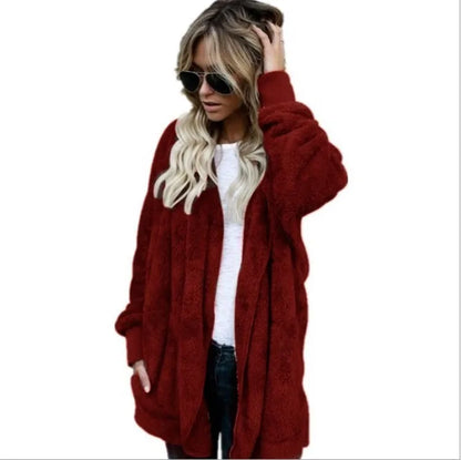 Veste cardigan double polaire d'hiver pour femme - Chaude et confortable