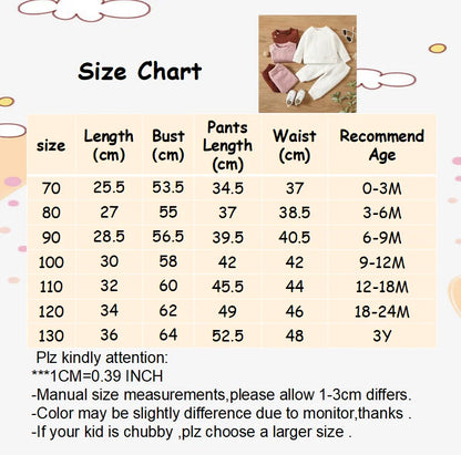 2PCS Baby Clothes Set Solid Color Top + Pants