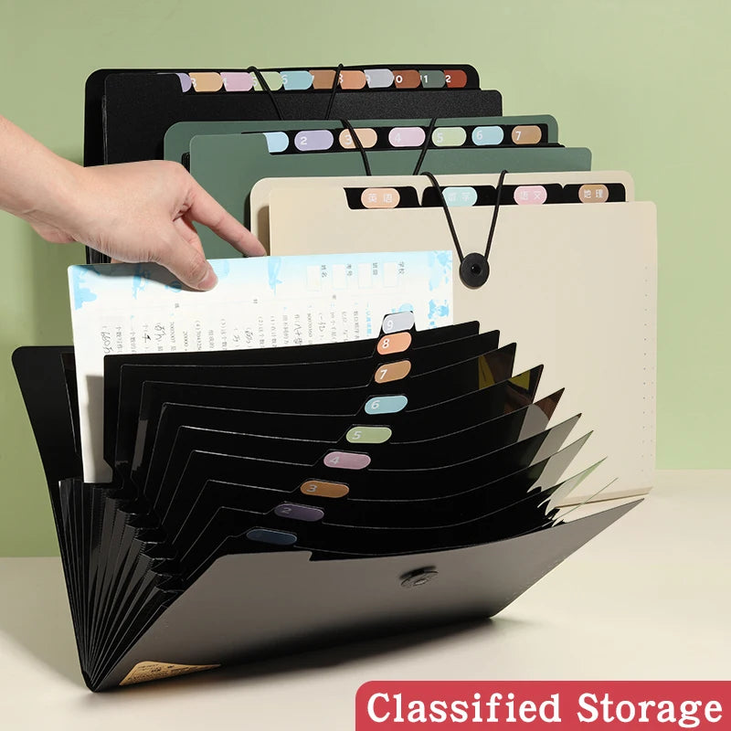 A4 File Folder Storage Bag - Multi-Layered Organizer for School and Office Supplies