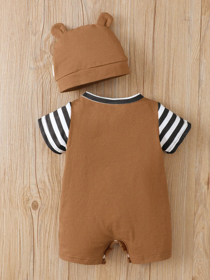 Adorable Bear Print Infant Romper Set