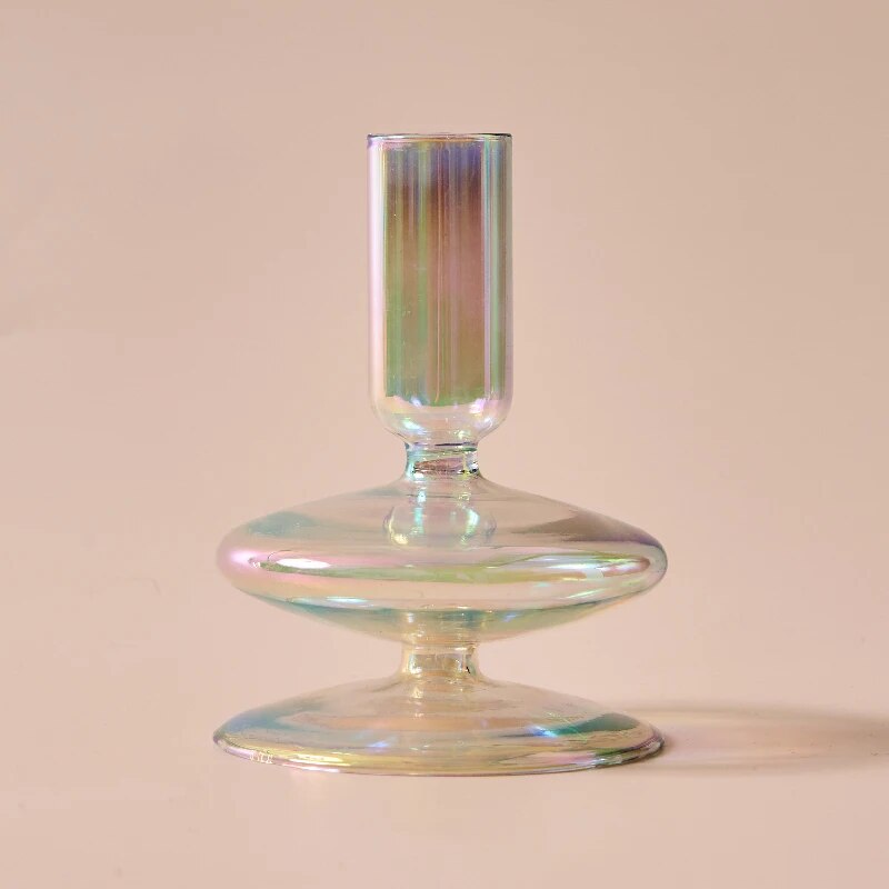 Rainbow Nordic Glass Candle Holders - Iridescent Home Decor