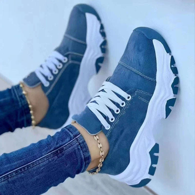 Women Pattern Casual Flat Lace-Up Sneakers