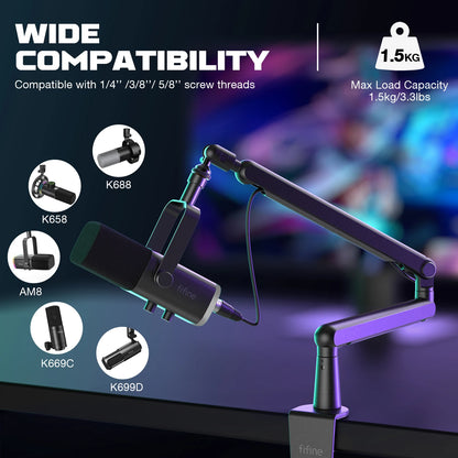 Adjustable Low-profile Microphone Stand with Cable Management