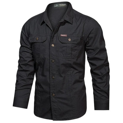 High-Quality Military Style Cotton Casual Shirt for Men