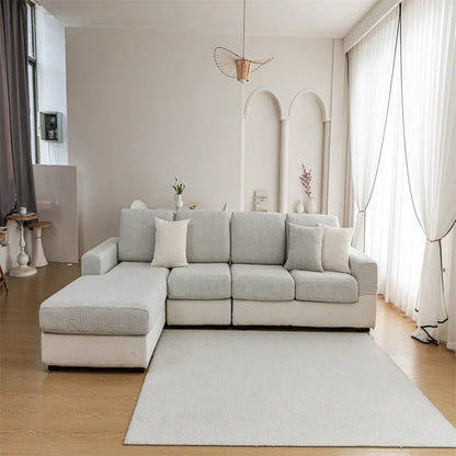 Canapé d'angle et fauteuil en L au design épais