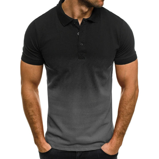 men's short-sleeve 3d gradient lapel sports polo shirt, men's gradient polo shirt, short-sleeve sports polo for men, men's 3d design polo shirt, casual lapel polo t-shirt men, men's athletic short-sleeve polo, stylish gradient polo for men, breathable sports polo shirt, trendy men's short-sleeve polo, men's summer polo t-shirt