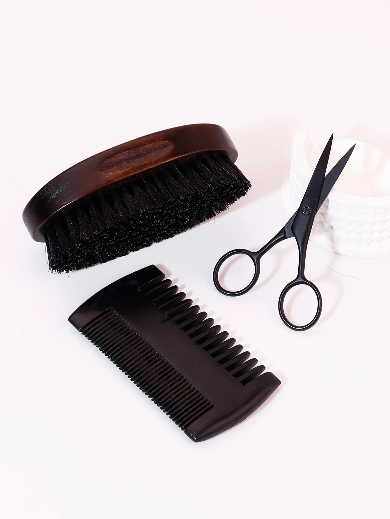 soft boar bristle beard brush, beard grooming set, beard comb and scissors, natural boar bristle brush for beard, beard care kit, beard styling tools, beard maintenance set, men’s grooming kit, beard trimming accessories, beard brush and comb set