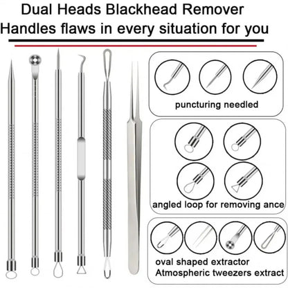 blackhead remover tools, stainless steel blackhead remover, 6pcs blackhead remover kit, blackhead extractor set, stainless steel pimple remover, acne removal tools, facial care tools, blackhead removal kit, stainless steel blemish extractor, comedone extractor set, skincare tools, face cleaning kit, stainless steel facial tools, acne treatment tools, blackhead remover set