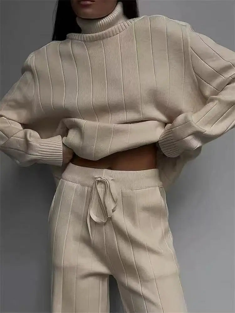 Ensemble pull à col roulé d'hiver