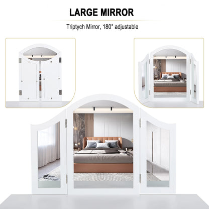 3-Mirror Folding Vanity Dresser