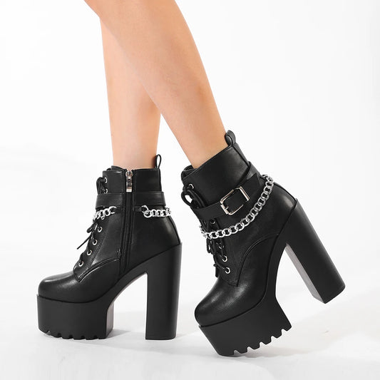 Women High Heels Buckle Ankle Strap Shoes