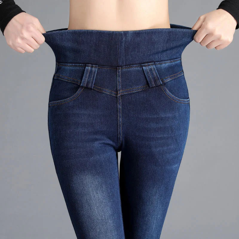 women's high elastic mom jeans, high stretch mom jeans for women, women's comfortable mom jeans, elastic waist mom jeans, trendy mom jeans for women, stylish high rise mom jeans, casual women's elastic jeans, fashionable mom fit jeans, stretchy women's mom jeans, high elastic denim pants for women