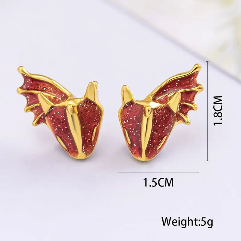 Boho Dragon Dinosaur Stud Earrings