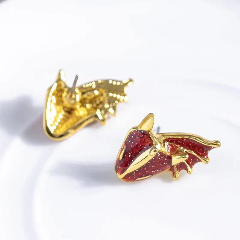 Boho Dragon Dinosaur Stud Earrings