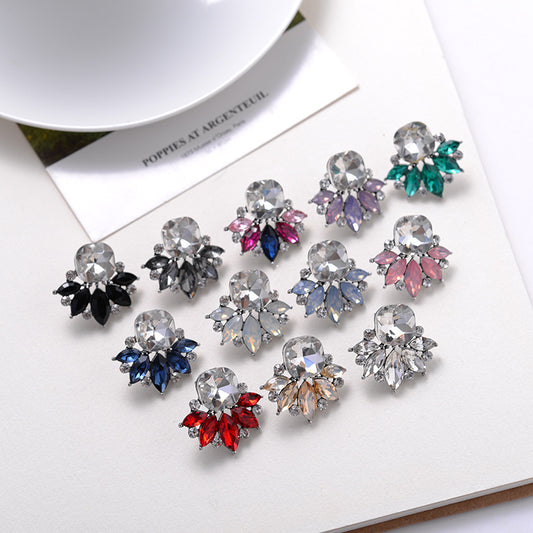 Simple Four Color Flower Stud Women Earrings