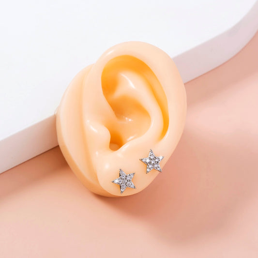 Boucles d'oreilles étoile zircon scintillantes et brillantes