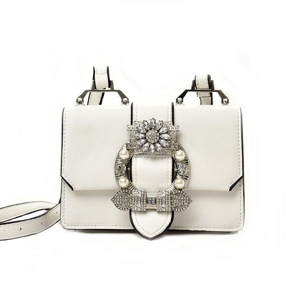 Elegant Diamond Lock Shoulder Bags - Designer PU Leather Handbags"
