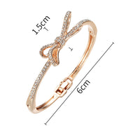 Diamond & Bow Rose Gold Bracelet - Elegant Women's Jewelry