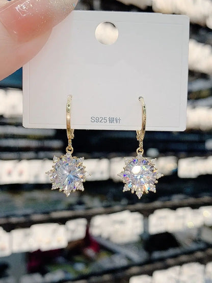 Zircon Sunflower Earrings - Exquisite Beauty