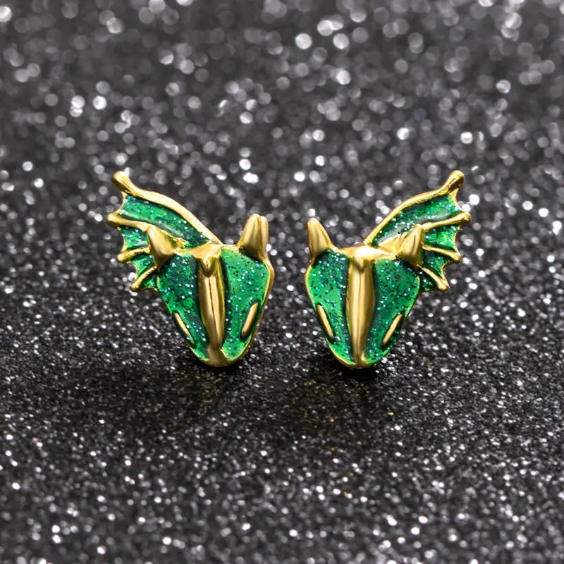 Boho Dragon Dinosaur Stud Earrings