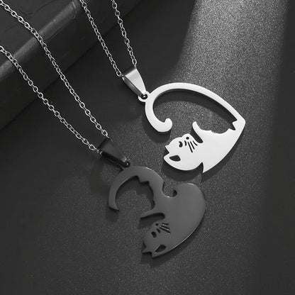 couple necklace, love necklace, cat necklace, cat pendant, hugging couple necklace, couple pendant, couple jewelry, love pendant, pendant necklaces, love pendant necklace, chain necklaces, couple hugging necklace