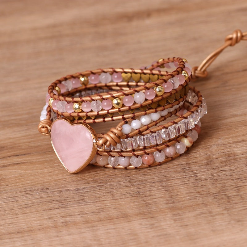 Pink Crystal Chip Braided Bracelets