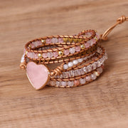 "Pink Crystal Chip Braided Bracelets