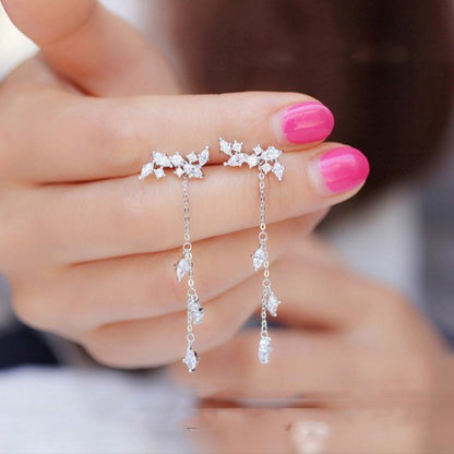 Women Fashion Crystal Earrings Long Tassels