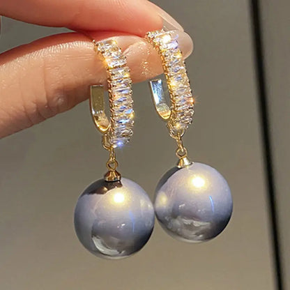 Korean Geometric Pearl Earrings