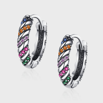 Colorful Striped Earrings Sterling Silver Elegance