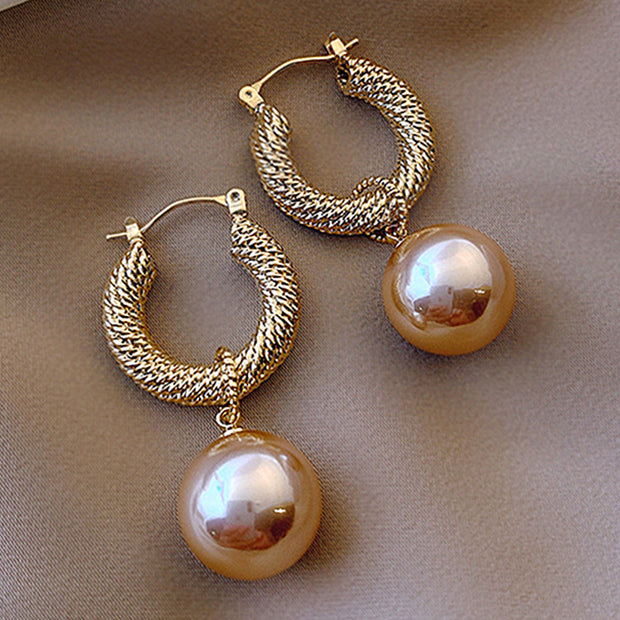 Elegant Korean Geometric Pearl Earrings