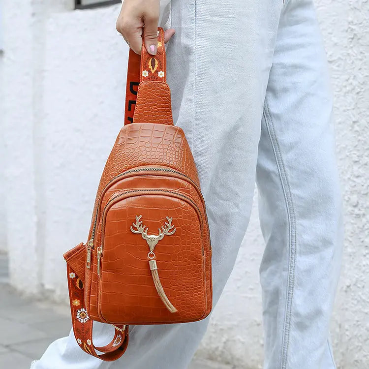 Sac à bandoulière avec motif de pompon de cerf et broderie de lettres