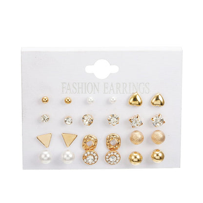 Women Crystal Pearl Heart-shaped Earrings