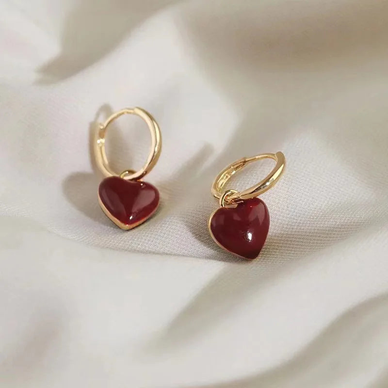 women earrings, red heart earrings, heart earrings, earrings dangle, heart dangle earrings, wine earrings, red earrings, heart drop earrings, earrings drop, ladies earrings, drop earrings for women, dangle earrings for women