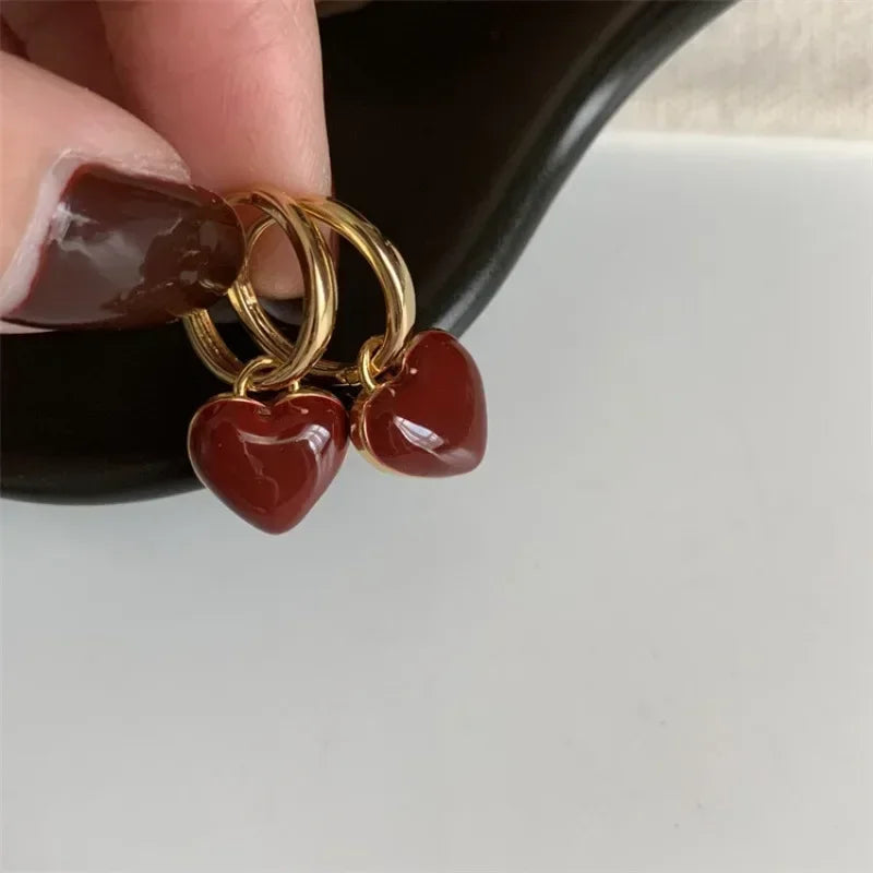 women earrings, red heart earrings, heart earrings, earrings dangle, heart dangle earrings, wine earrings, red earrings, heart drop earrings, earrings drop, ladies earrings, drop earrings for women, dangle earrings for women