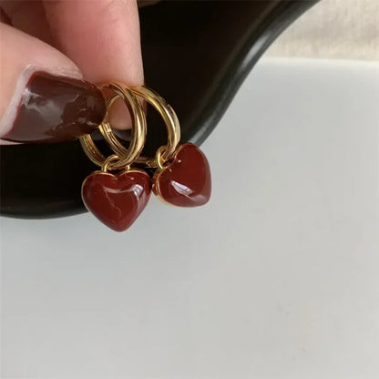 women earrings, red heart earrings, heart earrings, earrings dangle, heart dangle earrings, wine earrings, red earrings, heart drop earrings, earrings drop, ladies earrings, drop earrings for women, dangle earrings for women