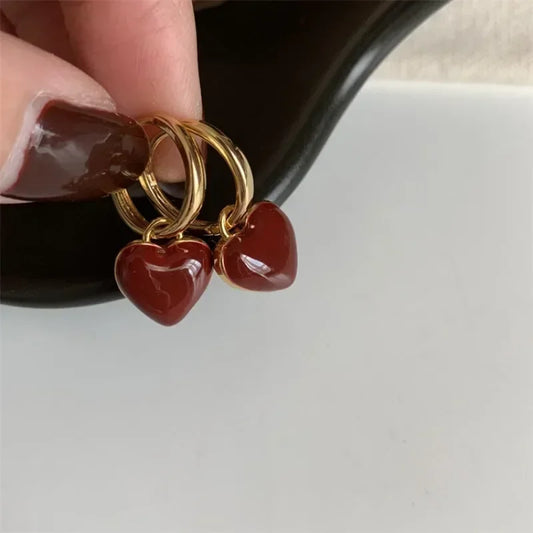 women earrings, red heart earrings, heart earrings, earrings dangle, heart dangle earrings, wine earrings, red earrings, heart drop earrings, earrings drop, ladies earrings, drop earrings for women, dangle earrings for women