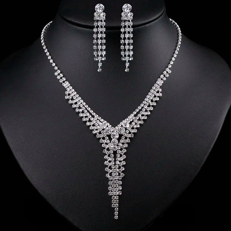 rhinestone necklace, necklace women, earrings women, jewelry set for women, rhinestone jewelry, necklace and earrings set, necklace set for women, earrings necklace set, chain earrings