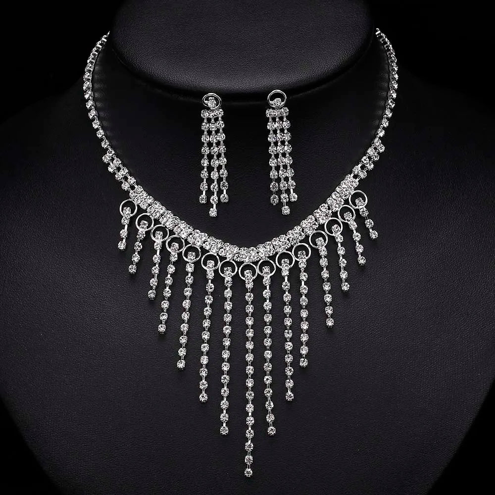 rhinestone necklace, necklace women, earrings women, jewelry set for women, rhinestone jewelry, necklace and earrings set, necklace set for women, earrings necklace set, chain earrings